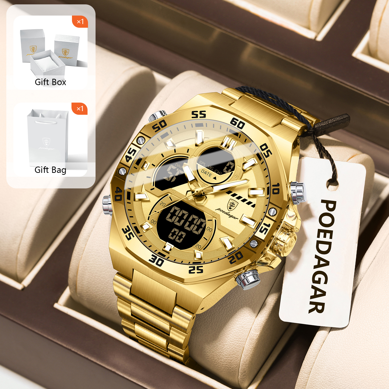 Jewelry And Watches Box - POEDAGAR Sport Men Watch LED Waterproof
