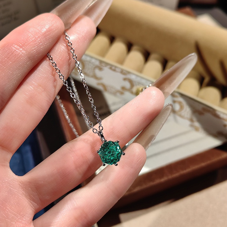 Crystal Choker Necklace - 2ct Green Simulated Nano Emerald Octagon