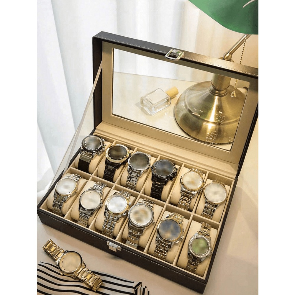 Jewelry And Watches Box - 1pc Big Capacity Leather Watch Box,