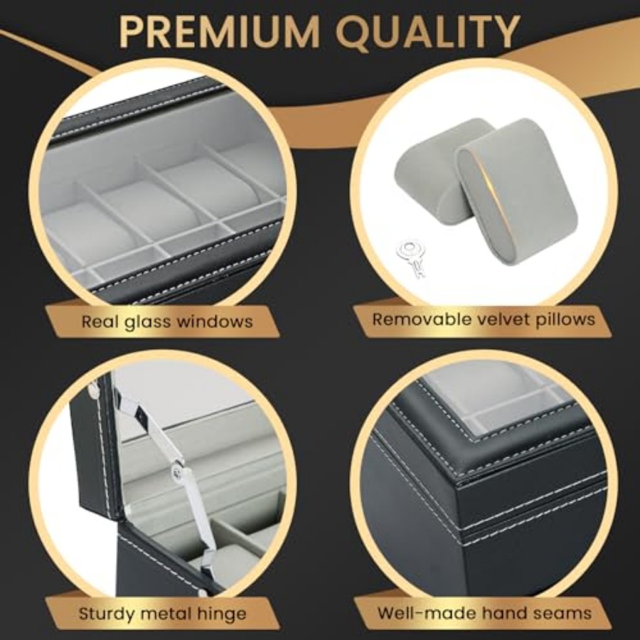 12 Slot PU Leather Lockable Wa - Jewelry And Watches Box incelemesi ve fiyatı