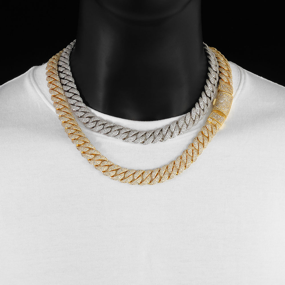 Iced out 14mm 3 Row Diamond Cu - Hip Hop Chain Necklace incelemesi ve fiyatı