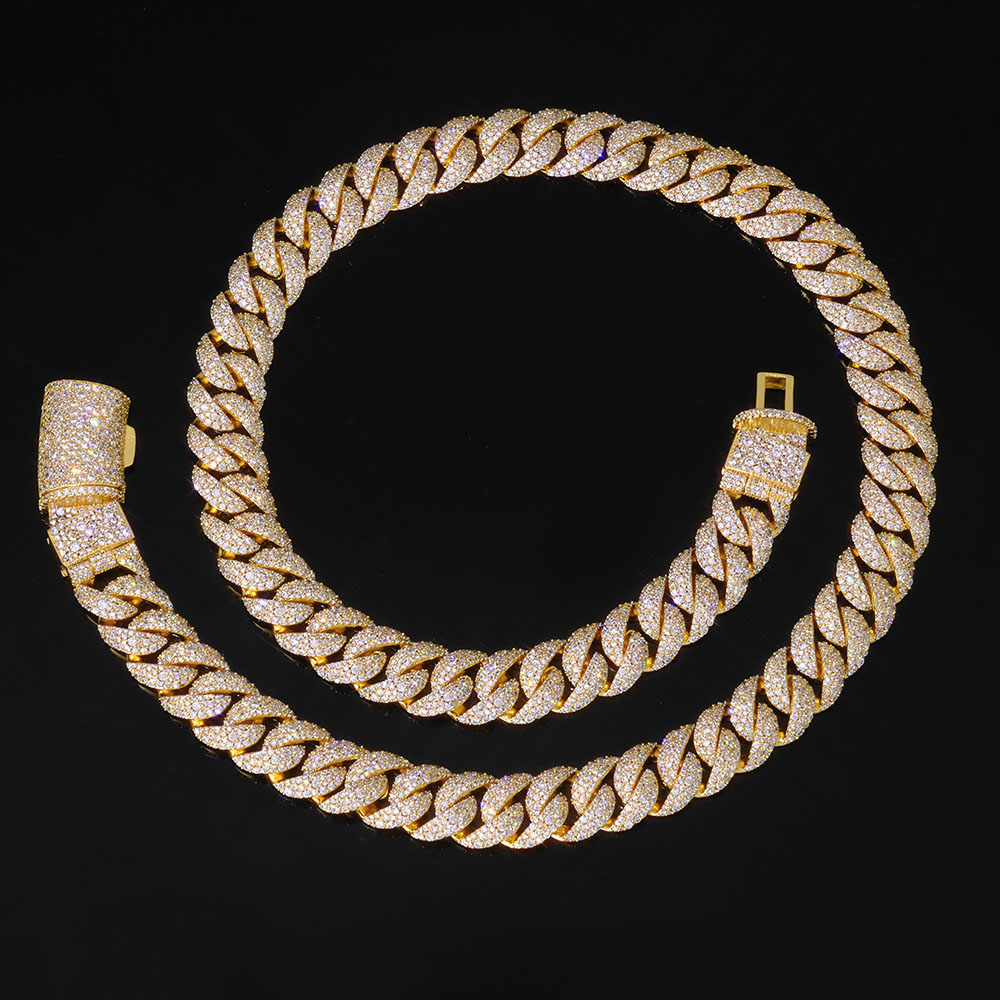 Iced out 14mm 3 Row Diamond Cu - Hip Hop Chain Necklace incelemesi ve fiyatı
