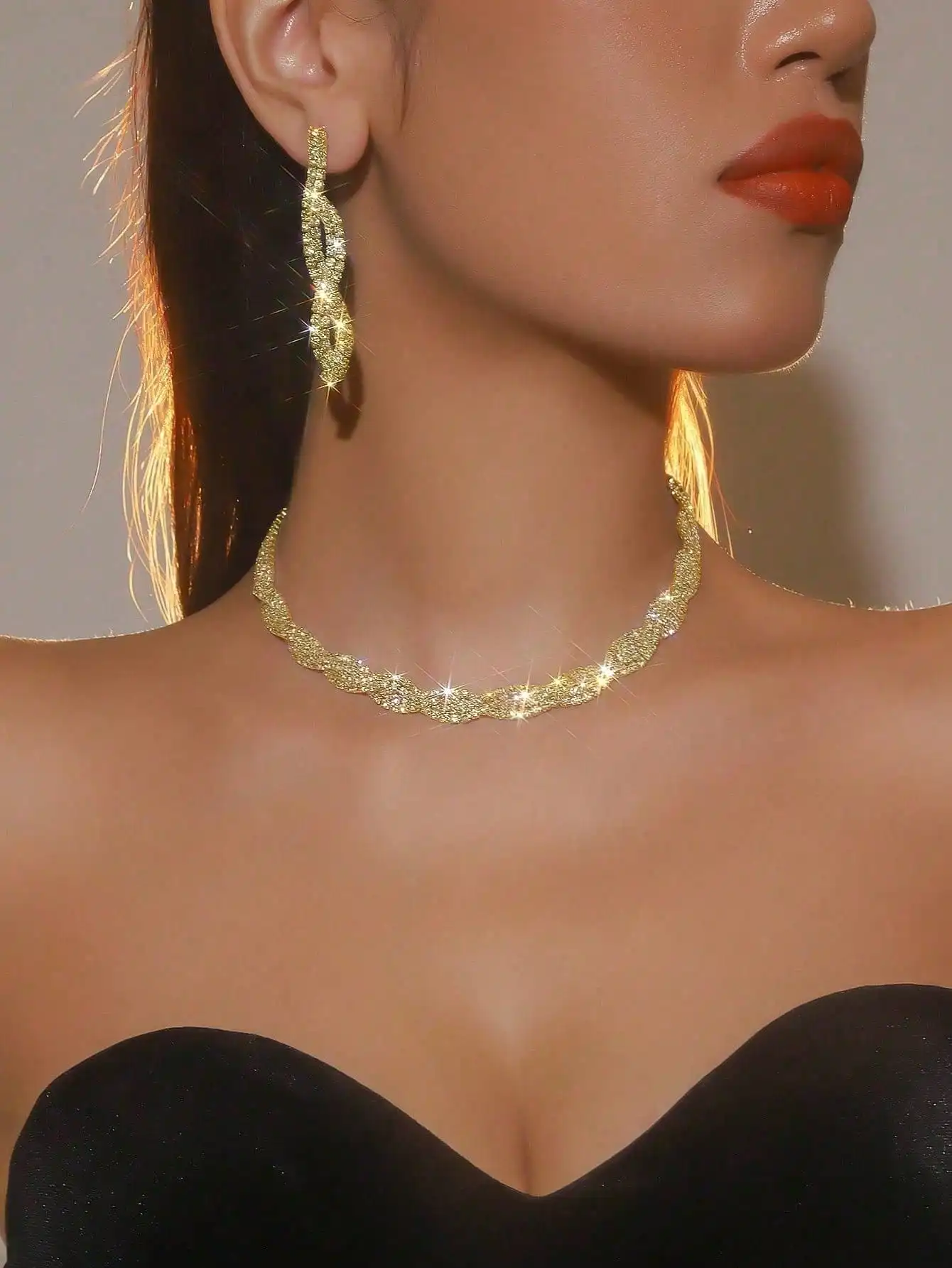 Twisted Design Crystal Rhinest - Crystal Choker Necklace incelemesi ve fiyatı