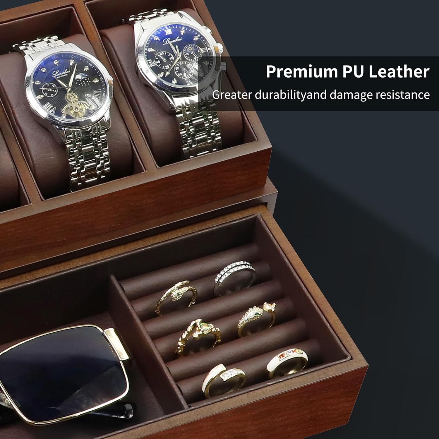 Wooden Watch Box with 6 Slots  - Jewelry And Watches Box incelemesi ve fiyatı