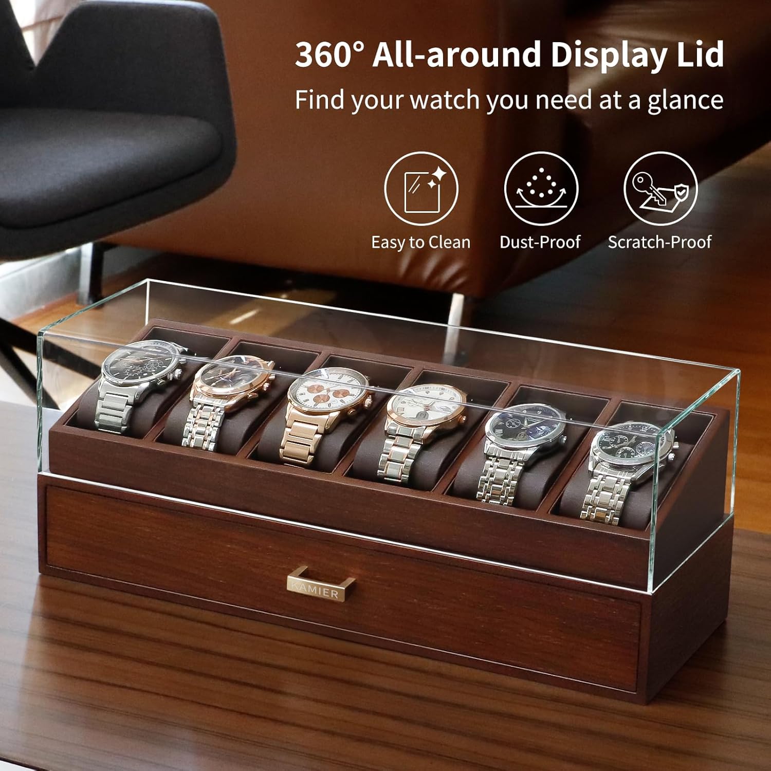 Wooden Watch Box with 6 Slots  - Jewelry And Watches Box incelemesi ve fiyatı
