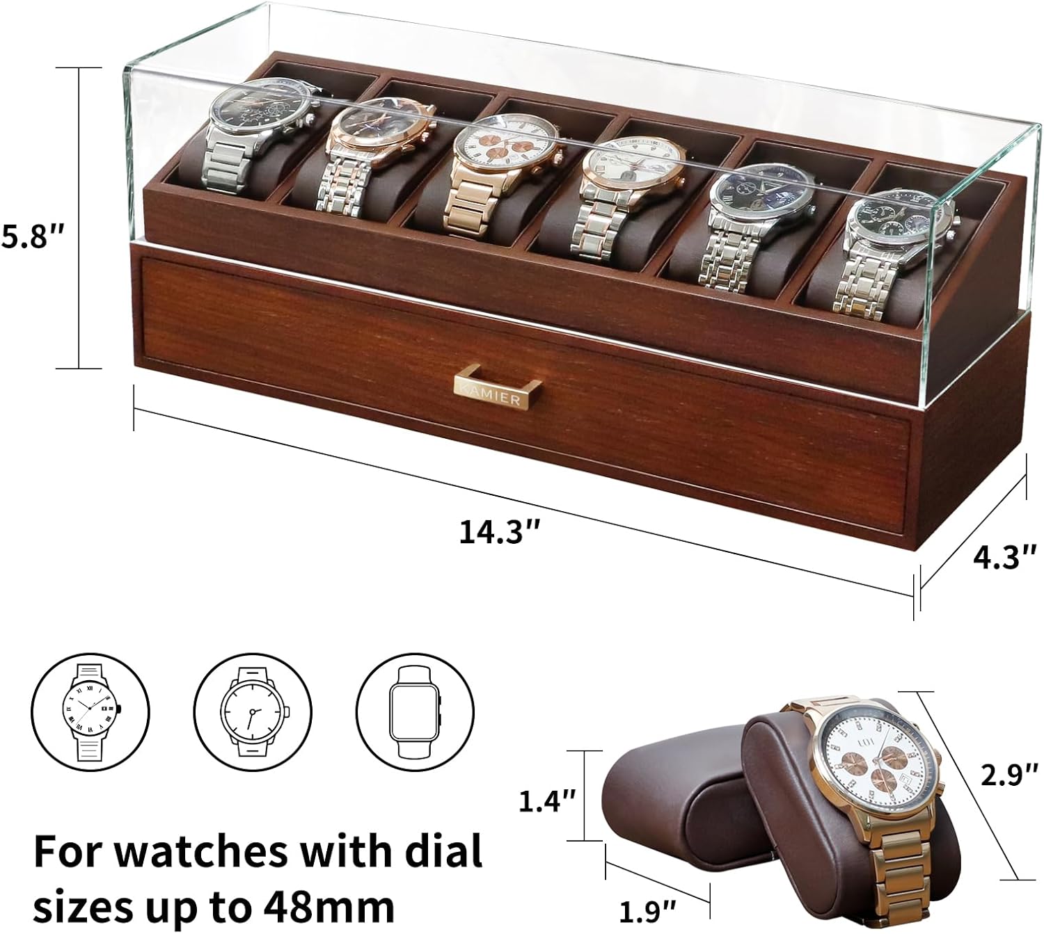 Wooden Watch Box with 6 Slots  - Jewelry And Watches Box incelemesi ve fiyatı
