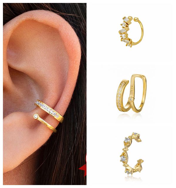 24k Gold-Plated Silver Irregul - Ear Cuff No Piercing incelemesi ve fiyatı
