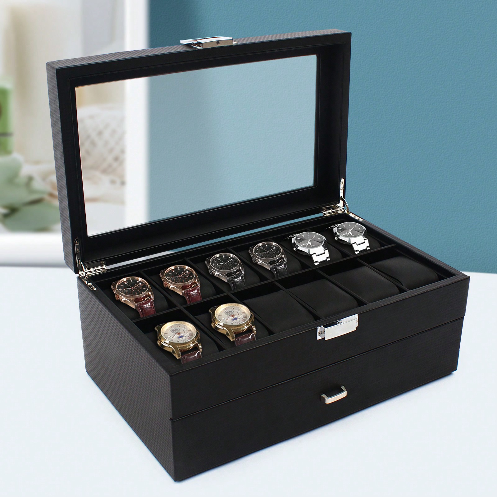 24 Slot Men Watch Display Case - Jewelry And Watches Box incelemesi ve fiyatı