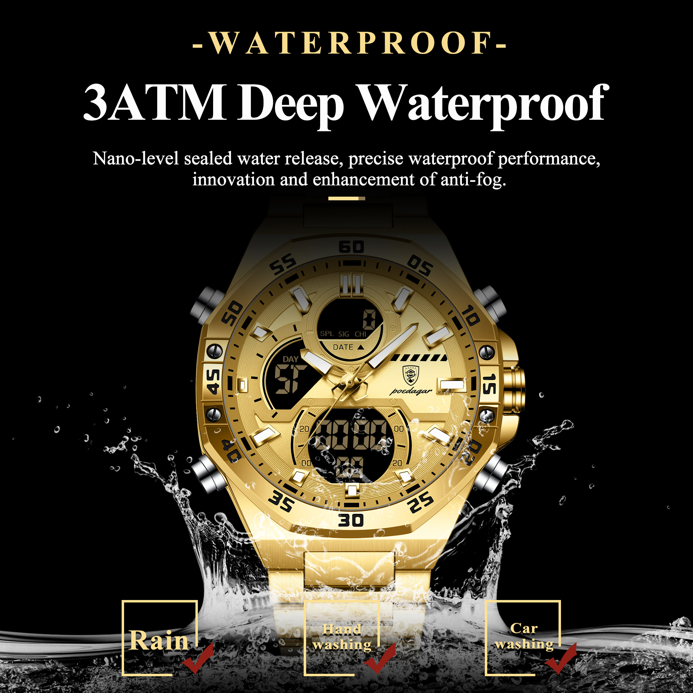 POEDAGAR Sport Men Watch LED W - Jewelry And Watches Box incelemesi ve fiyatı