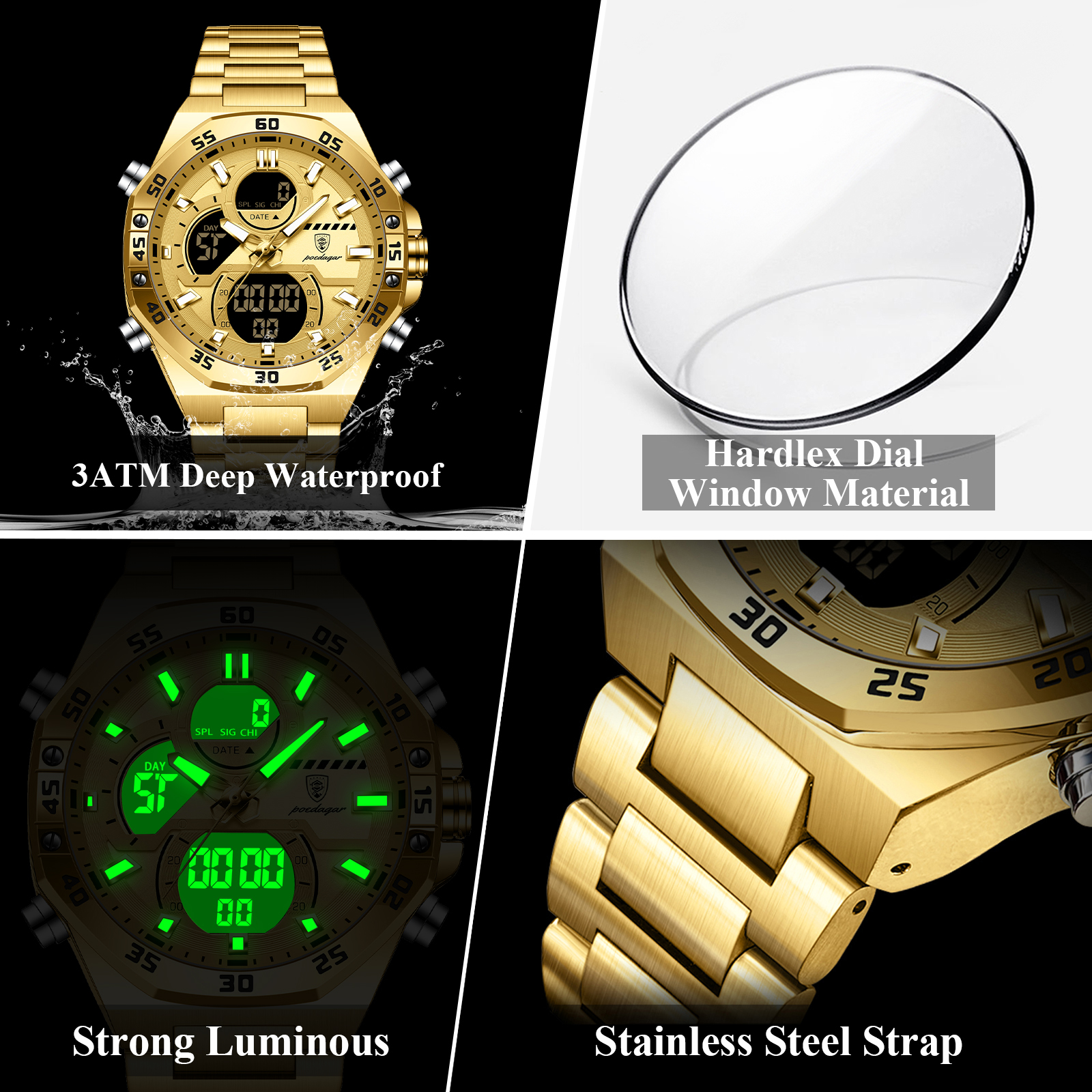 POEDAGAR Sport Men Watch LED W - Jewelry And Watches Box incelemesi ve fiyatı