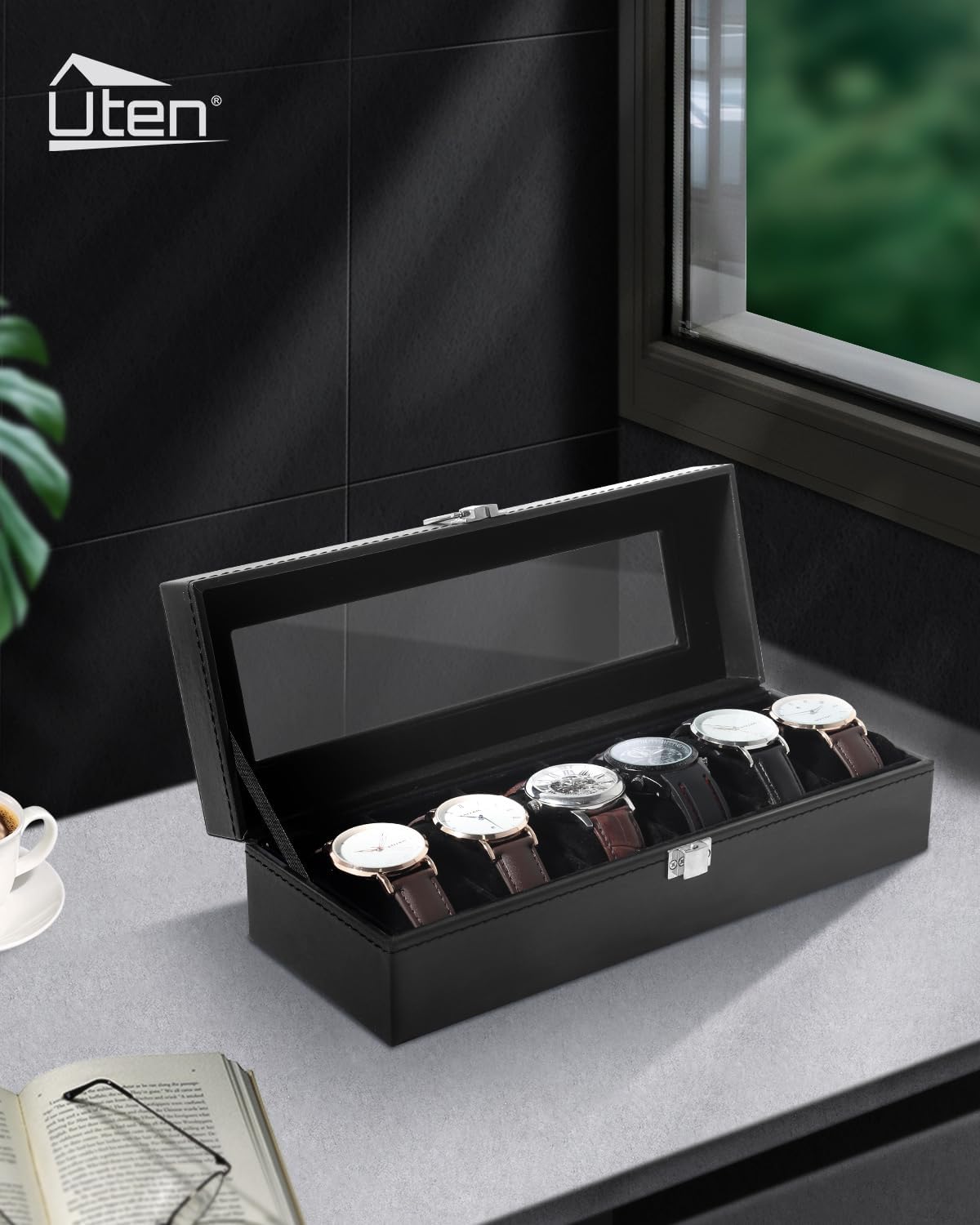 6 Slot Watch Box with Glass Li - Jewelry And Watches Box incelemesi ve fiyatı