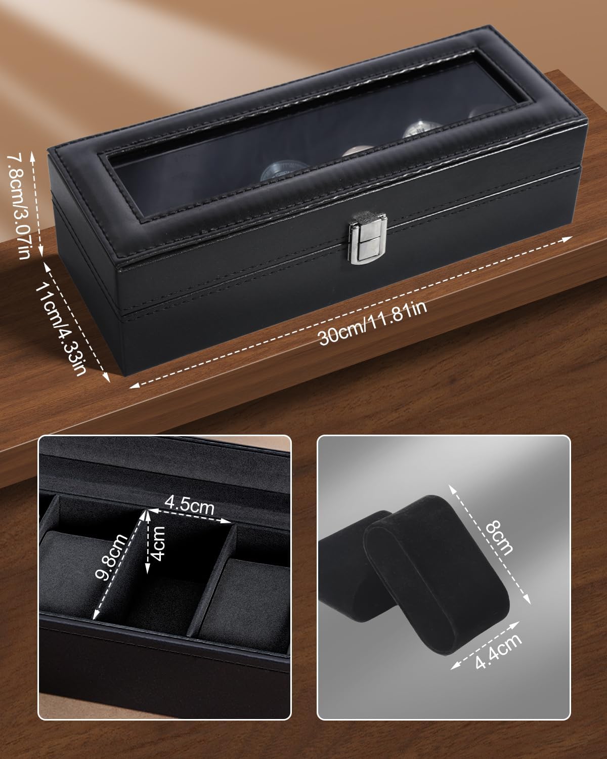 6 Slot Watch Box with Glass Li - Jewelry And Watches Box incelemesi ve fiyatı