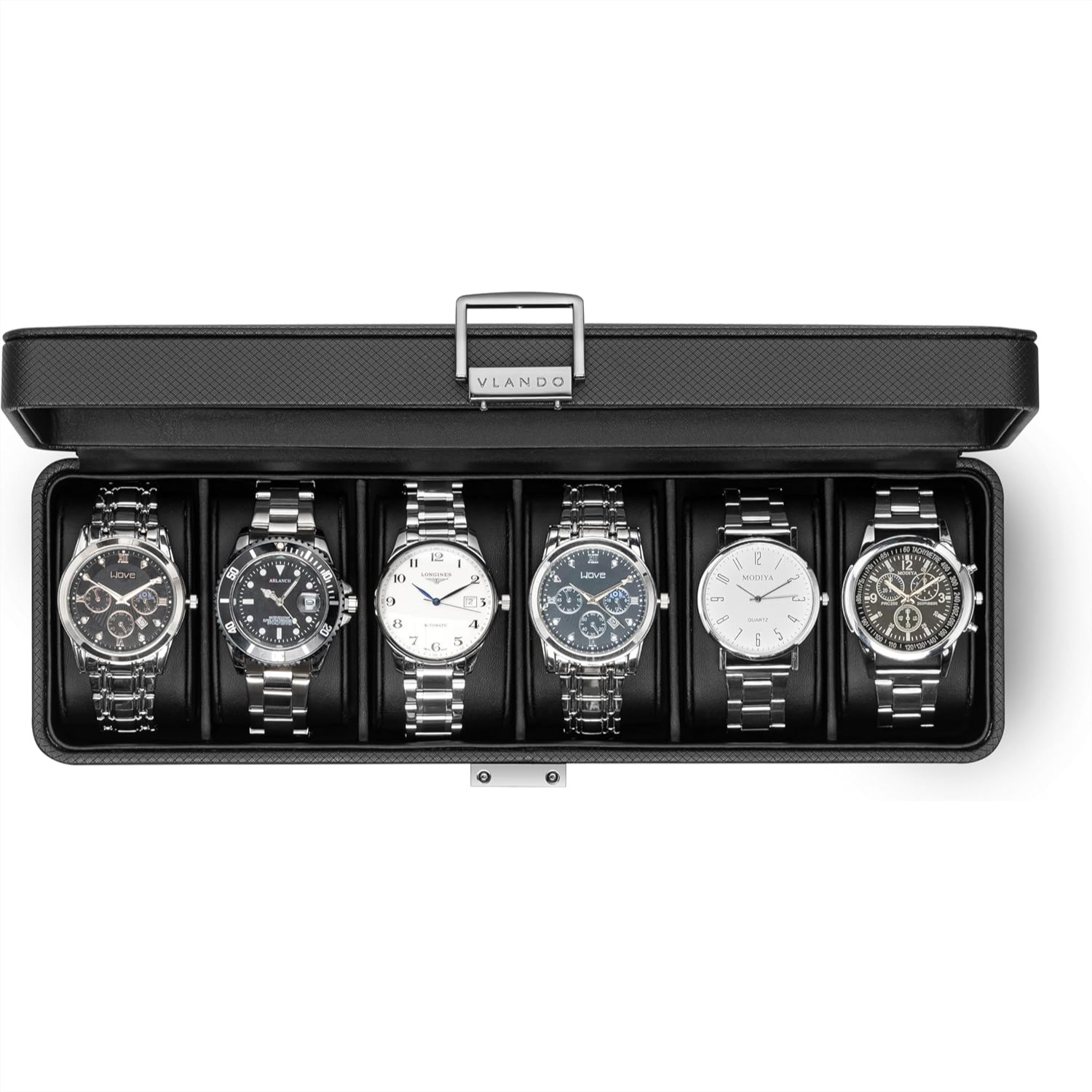 6-Slot Watch Case with Glass L - Jewelry And Watches Box incelemesi ve fiyatı