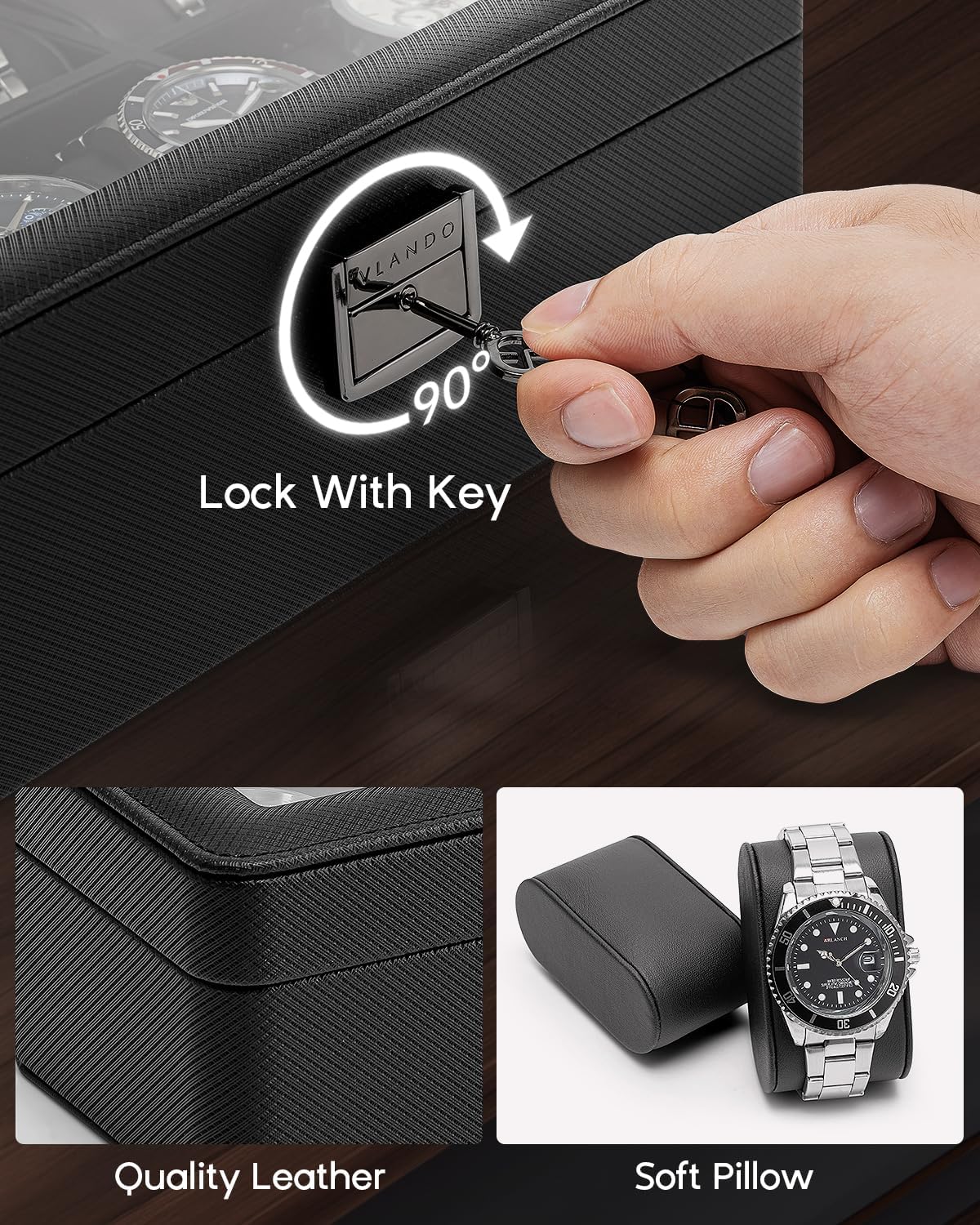 6-Slot Watch Case with Glass L - Jewelry And Watches Box incelemesi ve fiyatı