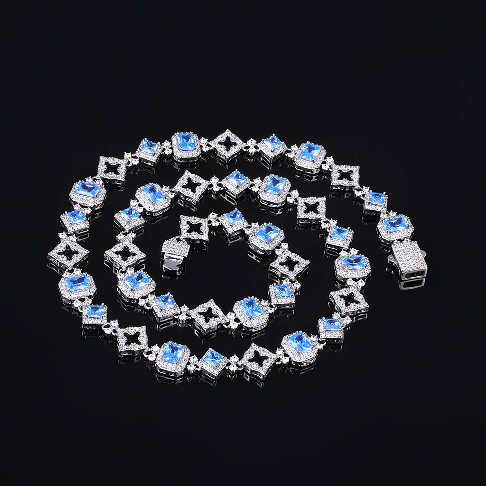 HHIOK New 11MM Blue Gemstone C - Hip Hop Chain Necklace incelemesi ve fiyatı
