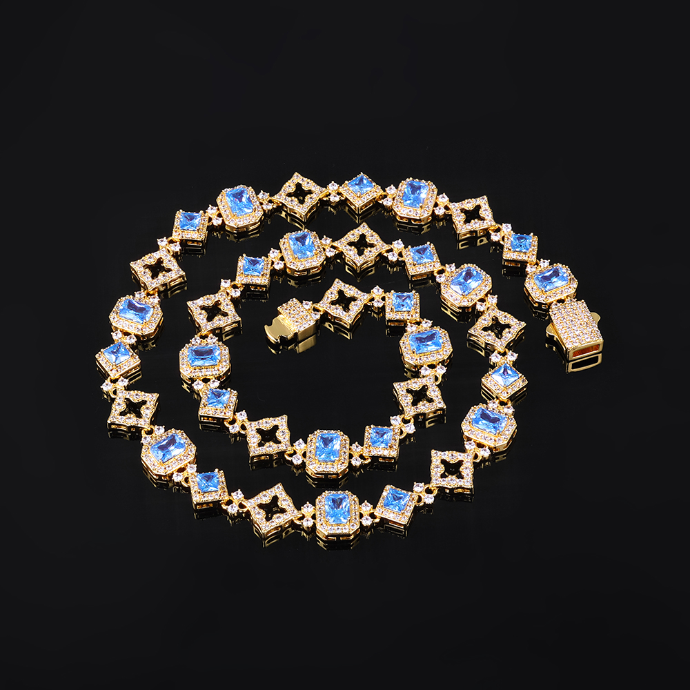 HHIOK New 11MM Blue Gemstone C - Hip Hop Chain Necklace incelemesi ve fiyatı
