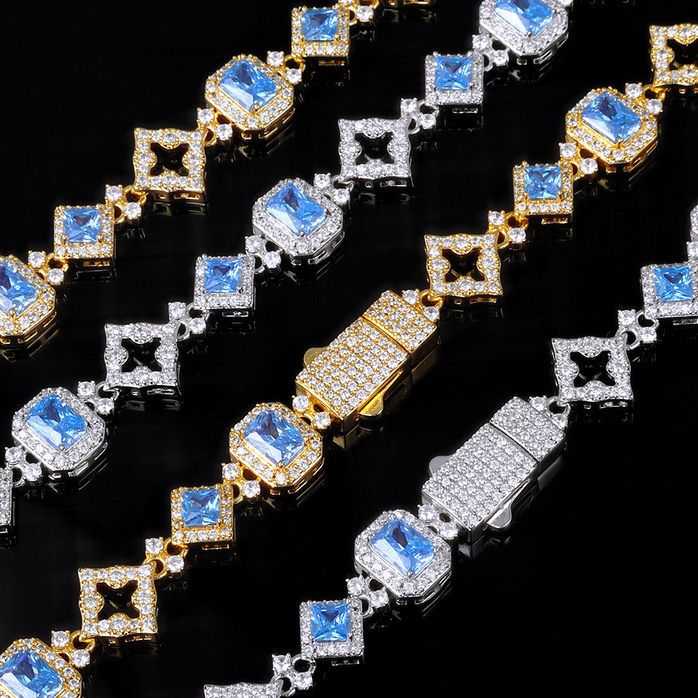 HHIOK New 11MM Blue Gemstone C - Hip Hop Chain Necklace incelemesi ve fiyatı