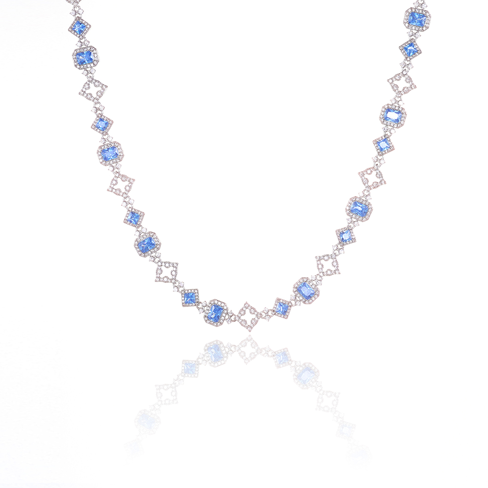 HHIOK New 11MM Blue Gemstone C - Hip Hop Chain Necklace incelemesi ve fiyatı