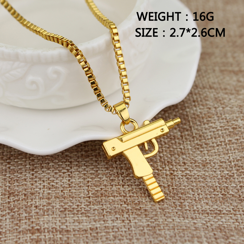 Trendy Uzi Gun Shaped Pendant  - Hip Hop Chain Necklace incelemesi ve fiyatı
