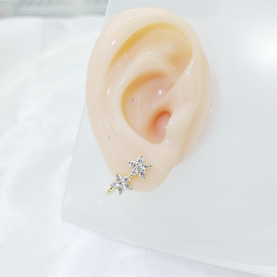 1pc 2 Crystal Flowers Ear Cuff - Ear Cuff No Piercing incelemesi ve fiyatı