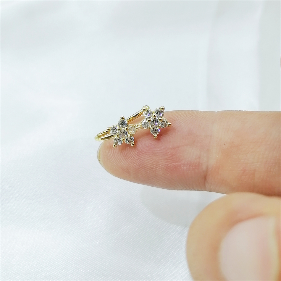 1pc 2 Crystal Flowers Ear Cuff - Ear Cuff No Piercing incelemesi ve fiyatı