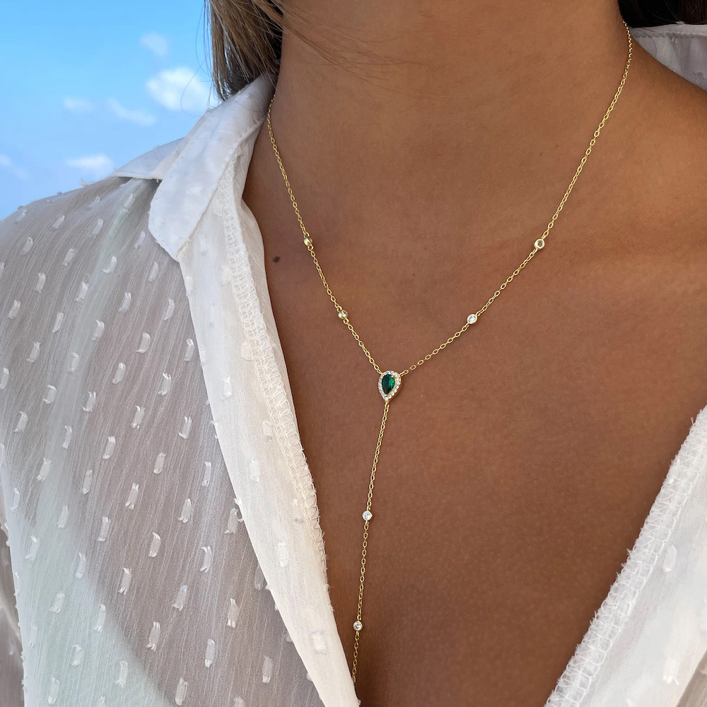 Stonefans Emerald Green Teardr - Crystal Choker Necklace incelemesi ve fiyatı