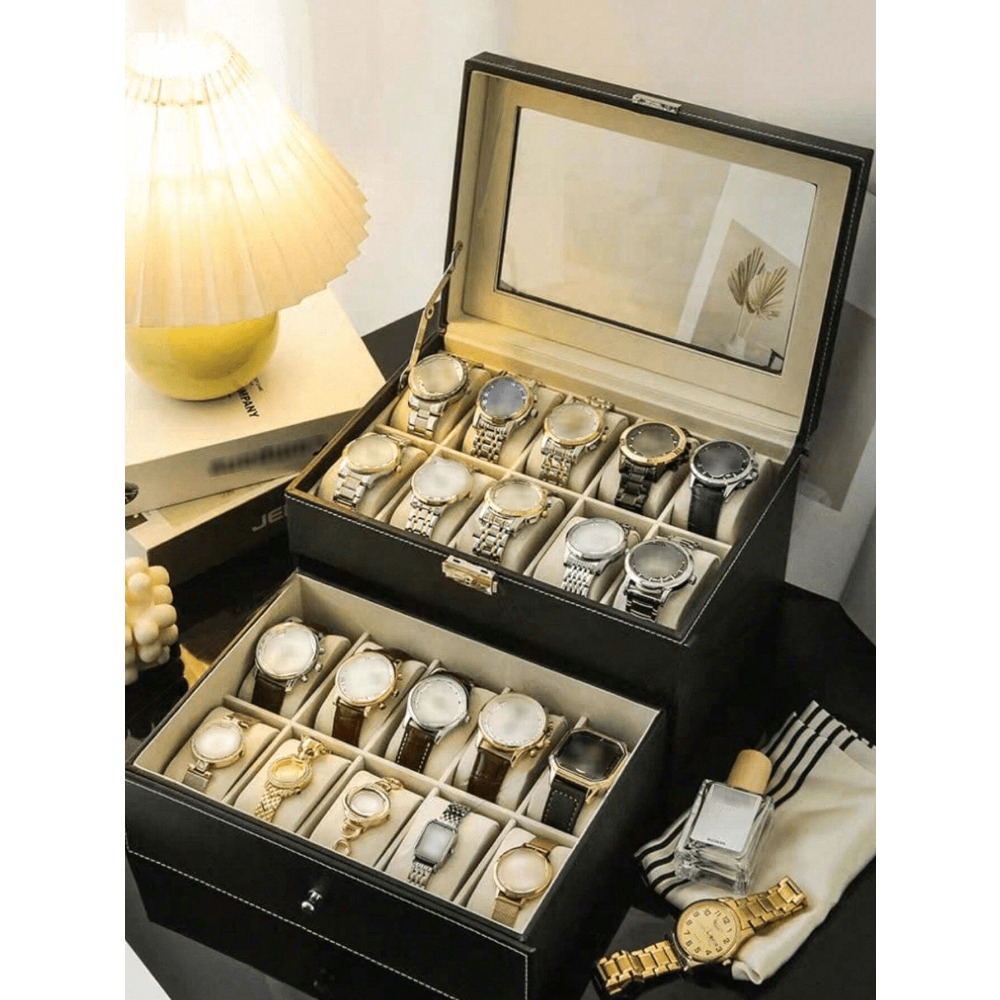1pc Big Capacity Leather Watch - Jewelry And Watches Box incelemesi ve fiyatı